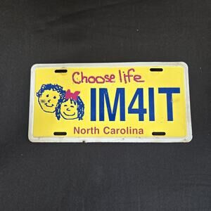 North Carolina Vanity License Plate Choose Life IM4IT From Year 2002